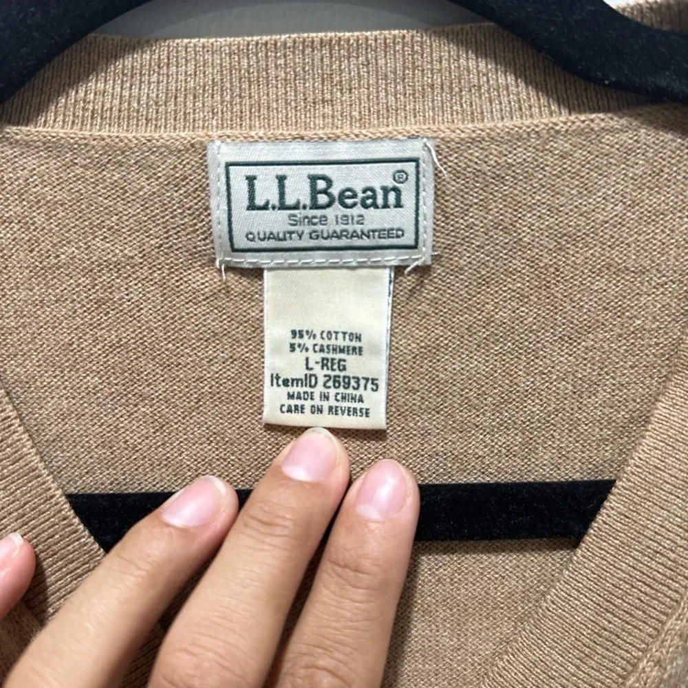 L.L. Bean Tan V-Neck Sweater Vest